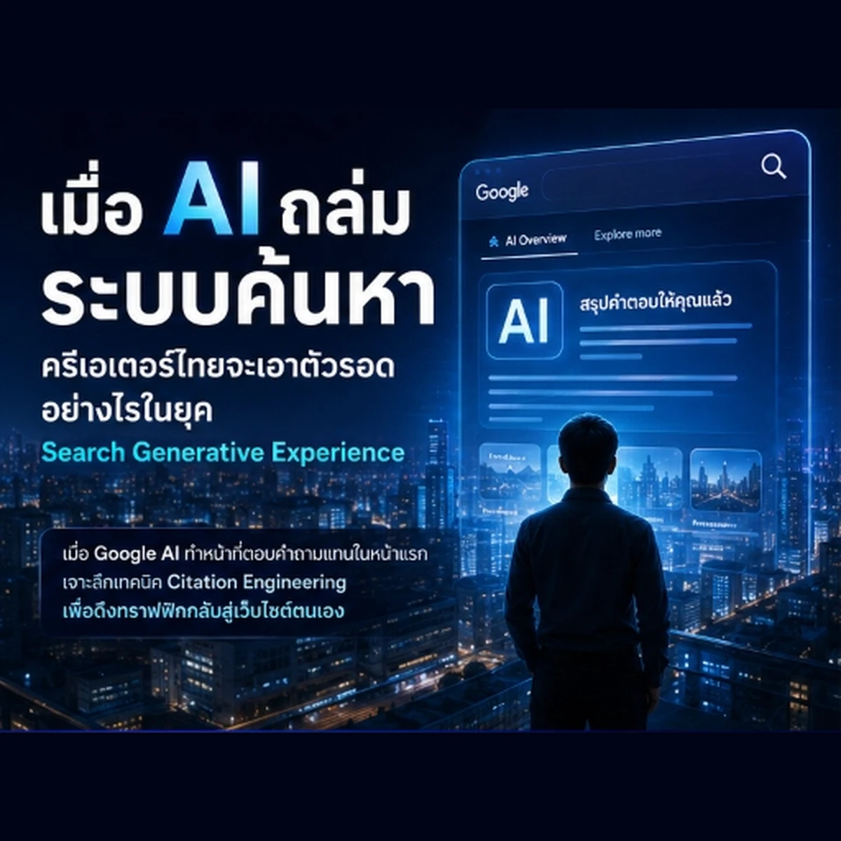 ภาพประกอบผลกระทบของระบบค้นหา AI SGE ต่อเว็บไซต์และบล็อกเกอร์ไทย