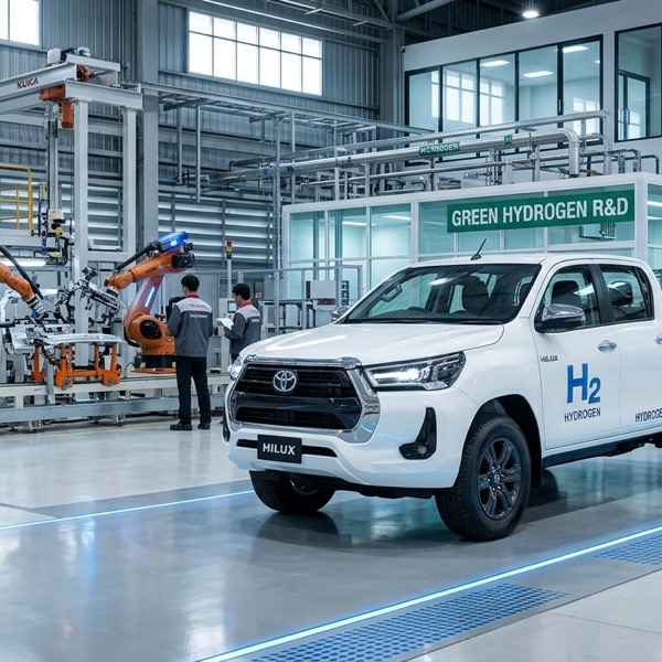 รถกระบะพลังงานเซลล์เชื้อเพลิงไฮโดรเจน New Toyota Hilux FCEV ในสายการผลิตอัจฉริยะในประเทศไทย