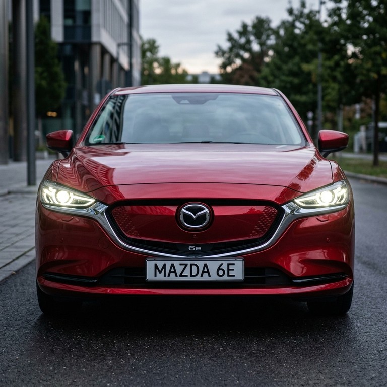 รถยนต์ไฟฟ้า Geely EX2 สีฟ้า และ Mazda 6e สีแดงวิ่งบนทางด่วนกรุงเทพฯ