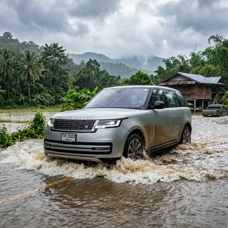 Range Rover Electric โดย Jaguar Land Rover กำลังขับลุยน้ำลึกในประเทศไทย