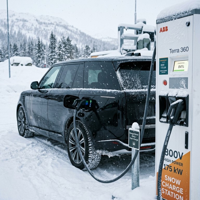 รถยนต์ไฟฟ้า Range Rover Electric ทดสอบบนทะเลสาบน้ำแข็งในสวีเดน