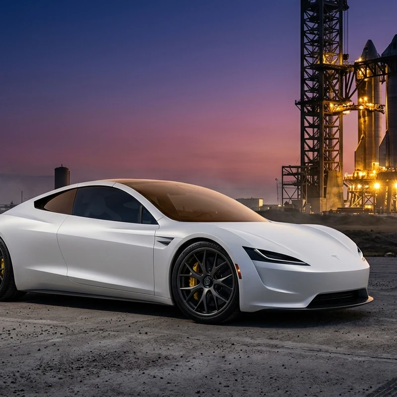 Tesla Roadster 2026 สีขาว Ano White เปิดตัวที่ฐานทดสอบจรวด SpaceX เมือง McGregor รัฐเท็กซัส