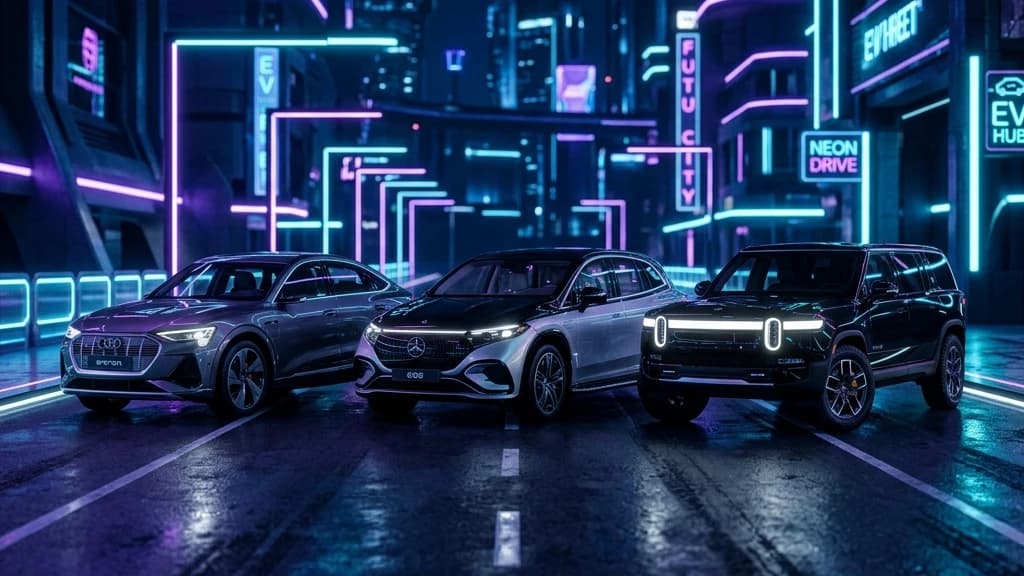 เปรียบเทียบ Premium EV SUV 3 รุ่นหลักในไทย BYD Sealion 7, XPENG G6 และ ZEEKR 7X บนถนนไฮเทคยามค่ำคืน