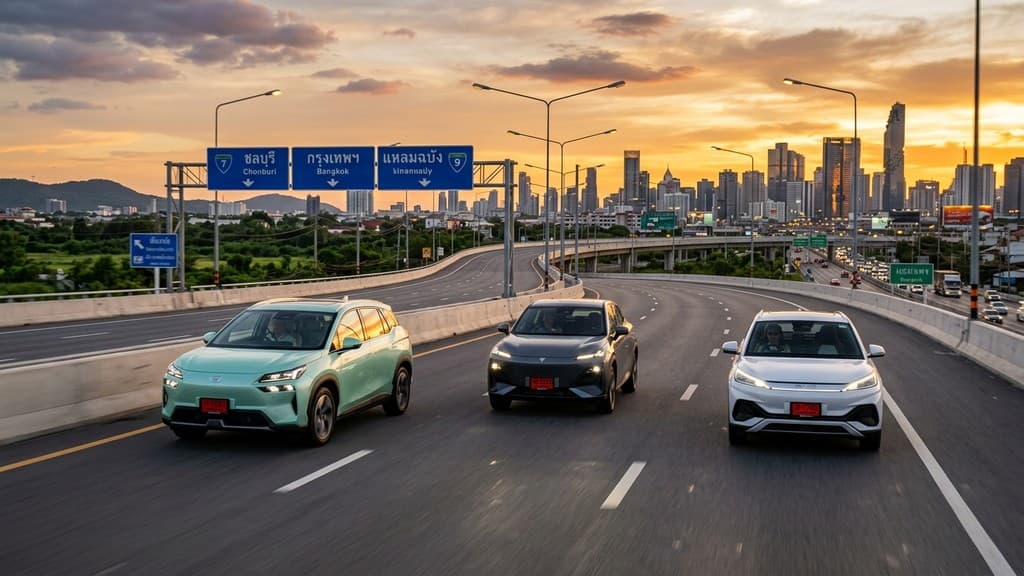 รถยนต์ไฟฟ้า GAC Aion V, Changan Deepal S05 และ BYD Atto 3 วิ่งบนทางด่วน