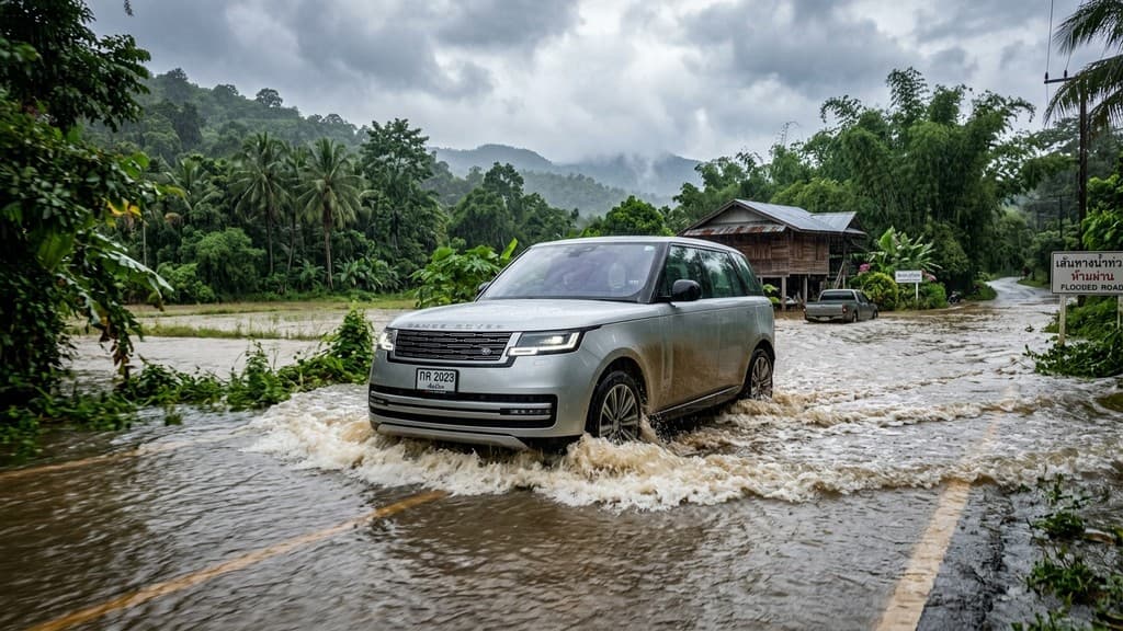 Range Rover Electric โดย Jaguar Land Rover กำลังขับลุยน้ำลึกในประเทศไทย