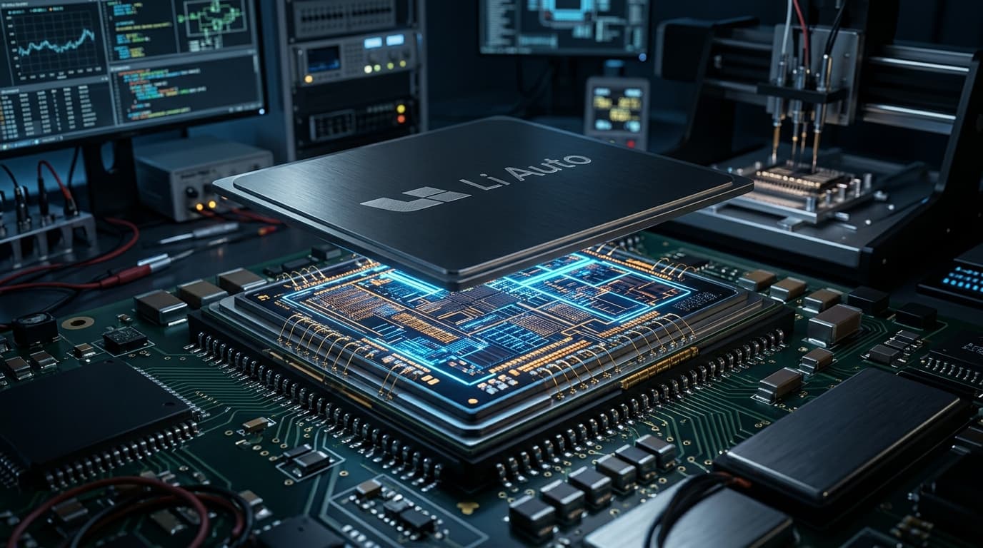 ไมโครชิปสมองกล AI สารกึ่งตัวนำขนาด 5nm ประทับตรา Li Auto เปล่งแสงวงจรไฟฟ้าสีฟ้าในห้องแล็บเทคโนโลยี