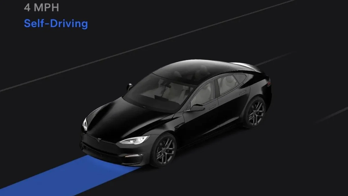 ภาพดีไซน์จำลองสอดคล้องกับหัวเรื่อง แอป Tesla แสดงภาพเคลื่อนไหวแบบเรียลไทม์ขณะใช้งาน FSD แล้ว