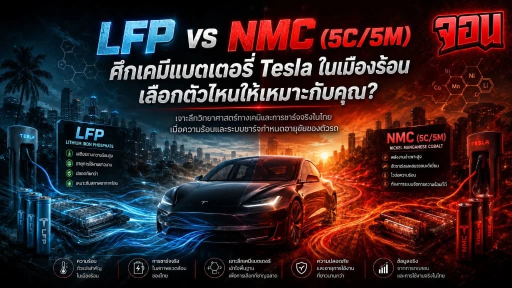 ภาพกราฟิกเชิงแนวคิดแยกขั้วโครงสร้างโครงสร้างผลึกเคมีสองประเภท (LFP โทนสีเขียวเย็นมั่นคง และ NMC โทนสีแดงสปอร์ตทรงพลัง) สื่อถึงการแข่งขันและเปรียบเทียบเทคโนโลยีระบบกักเก็บพลังงาน