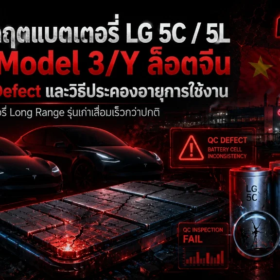 กราฟิกดีไซน์สามมิติแสดงโครงสร้างโมดูลแบตเตอรี่รถไฟฟ้าที่มีการกระจายแรงดันและเซลล์เคมีเฉพาะตัว ตกแต่งด้วยแสงสีแดงเตือนสะท้อนถึงประเด็นปัญหาความมั่นคงเชิงระบบพลังงาน