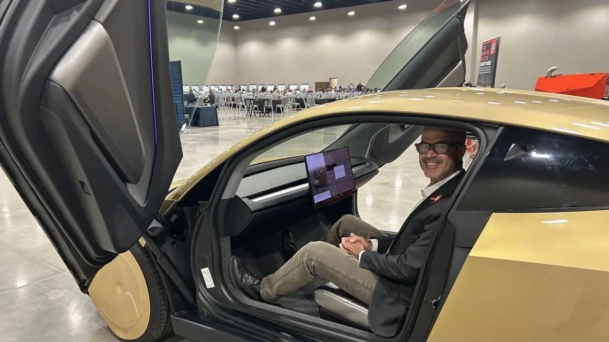 ภาพดีไซน์จำลองสอดคล้องกับหัวเรื่อง Tesla Cybercab มีขีดจำกัดน้ำหนักบรรทุกสูงสุดเพียง 617 ปอนด์