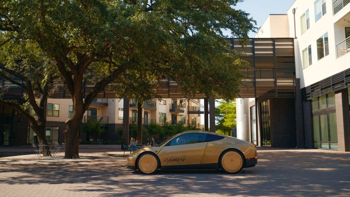 ภาพดีไซน์จำลองสอดคล้องกับหัวเรื่อง Tesla Cybercab มาพร้อมระบบส่งกำลังประสิทธิภาพสูงรุ่นใหม่ แบตเตอรี่ 4680 ระบบไฟฟ้า 48 โวลต์ และอื่นๆ อีกมากมาย