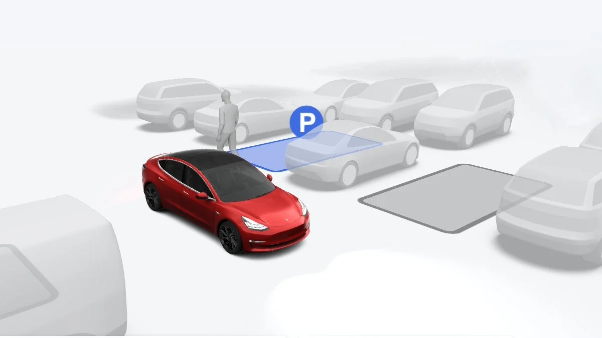 ภาพดีไซน์จำลองสอดคล้องกับหัวเรื่อง ในไม่ช้า Tesla FSD จะสามารถเลียนแบบพฤติกรรมการจอดรถของคุณได้