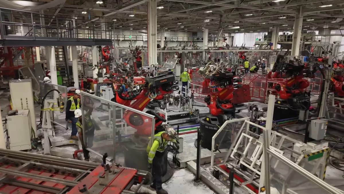 ภาพดีไซน์จำลองสอดคล้องกับหัวเรื่อง Tesla รื้อสายการผลิต Model S และ Model X เพื่อเตรียมพื้นที่สำหรับผลิตหุ่นยนต์ Optimus