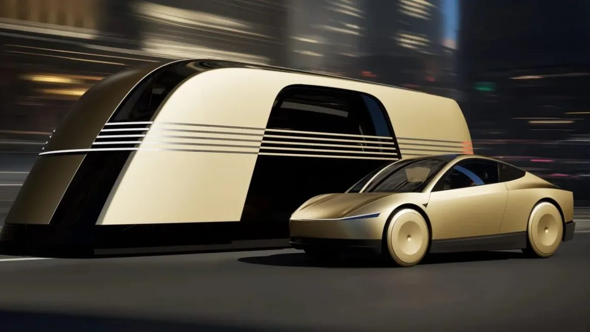 ภาพดีไซน์จำลองสอดคล้องกับหัวเรื่อง รถแท็กซี่ไร้คนขับของ Tesla ที่รองรับวีลแชร์