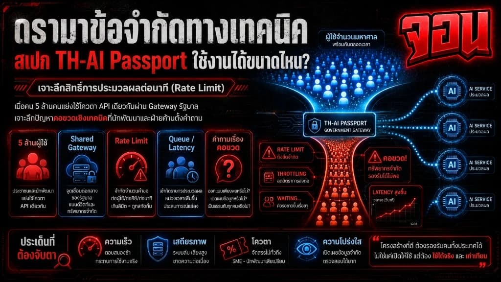 ภาพพาสปอร์ตไทย AI พร้อมสัญลักษณ์แผงวงจรนำไฟฟ้าเรืองแสงสีทองบนโต๊ะทำงานขอบกระจกพรีเมียม