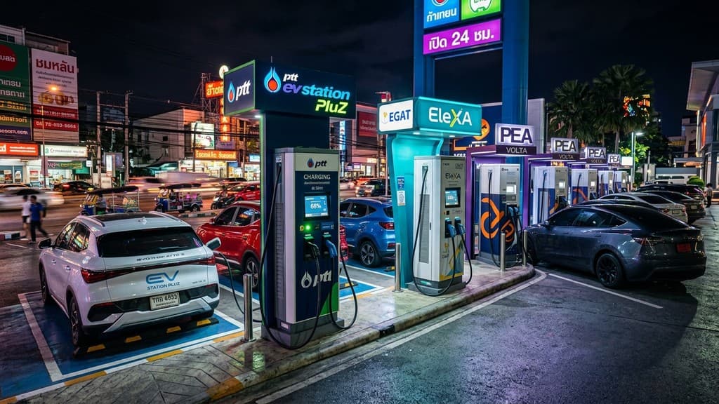 สถานีชาร์จรถยนต์ไฟฟ้า PTT EV Station PluZ และ EleXA ในประเทศไทย