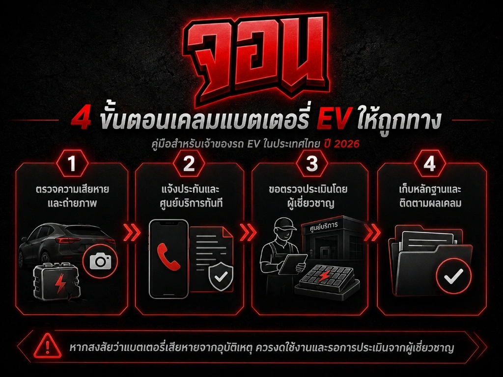 4 ขั้นตอนเคลมแบตเตอรี่ EV ให้ถูกทาง